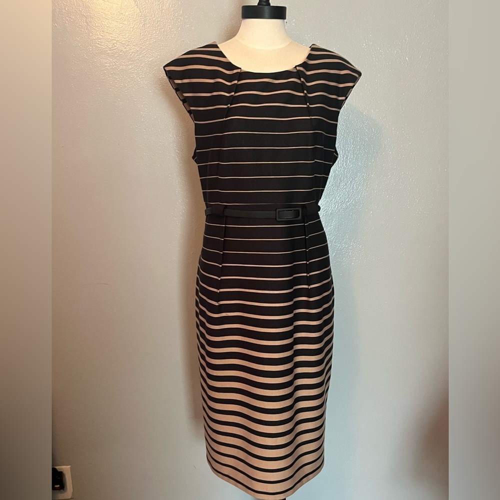 Connected Apparel Ombré Striped Fitted Dress Size 16